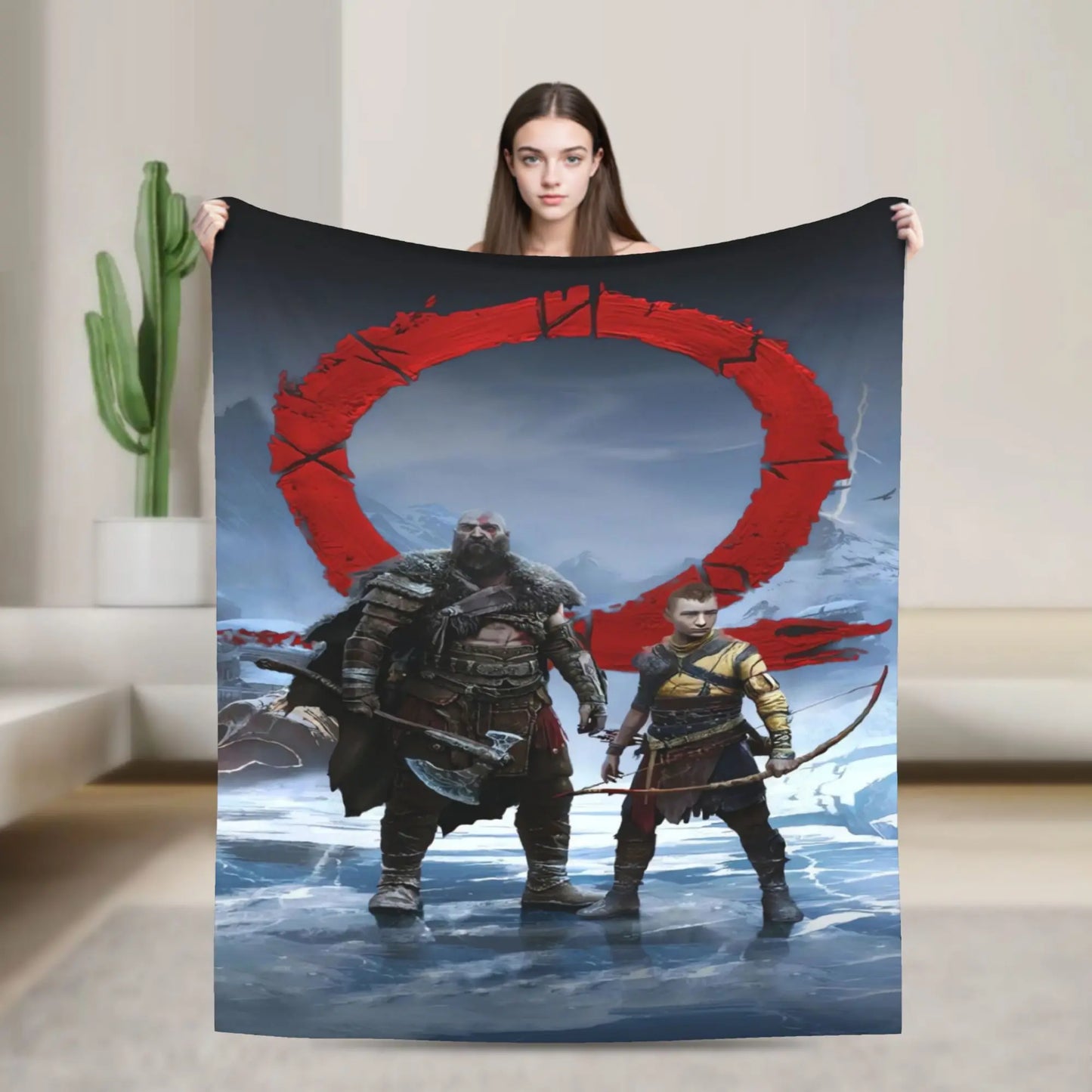 God of War Game Gamers Kratos Blanket  Decorative Flannel Bedding Throws For Couch Chair Sofa Bed Soft Bedspread Gift Idea