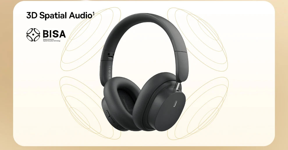Auriculares inalámbricos Bluetooth 5.3 circumaurales Baseus – Diafragma HiFi de 40mm, auriculares plegables con 70H de reproducción y audio espacial
