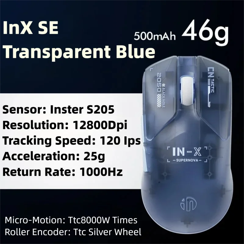 INPHIC INX SE Lightweight Wireless Gaming Mouse, 12800 DPI Wireless Gaming Mouse, 1000Hz Polling Rate, Rechargeable Gaming Mouse for PC & Laptop