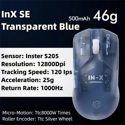 INPHIC INX SE Lightweight Wireless Gaming Mouse, 12800 DPI Wireless Gaming Mouse, 1000Hz Polling Rate, Rechargeable Gaming Mouse for PC & Laptop