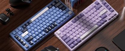 MageGee SKY81 Teclado mecánico gaming 75%, RGB, gasket, hot swappable, con cable, personalizable, sonido cremoso, amortiguación acústica y perilla