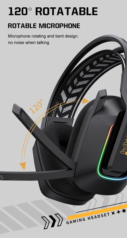 ONIKUMA GT828 Wireless Gaming Headset Bluetooth 5.3 RGB Headphones with Mic, Noise Cancelling, 4-Mode Connection for PC, PS5 & Laptop