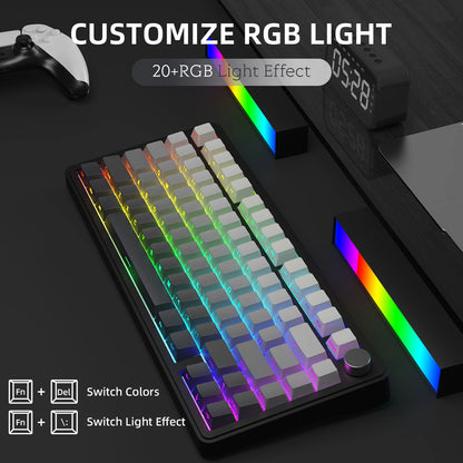 ATTACK SHARK X85 Tri-Mode-Gasket 75% mechanische Tastatur mit CNC-Drehknopf, 5-lagiger Dämpfung, Hot-Swap-Funktion, RGB-Hintergrundbeleuchtung, NKRO