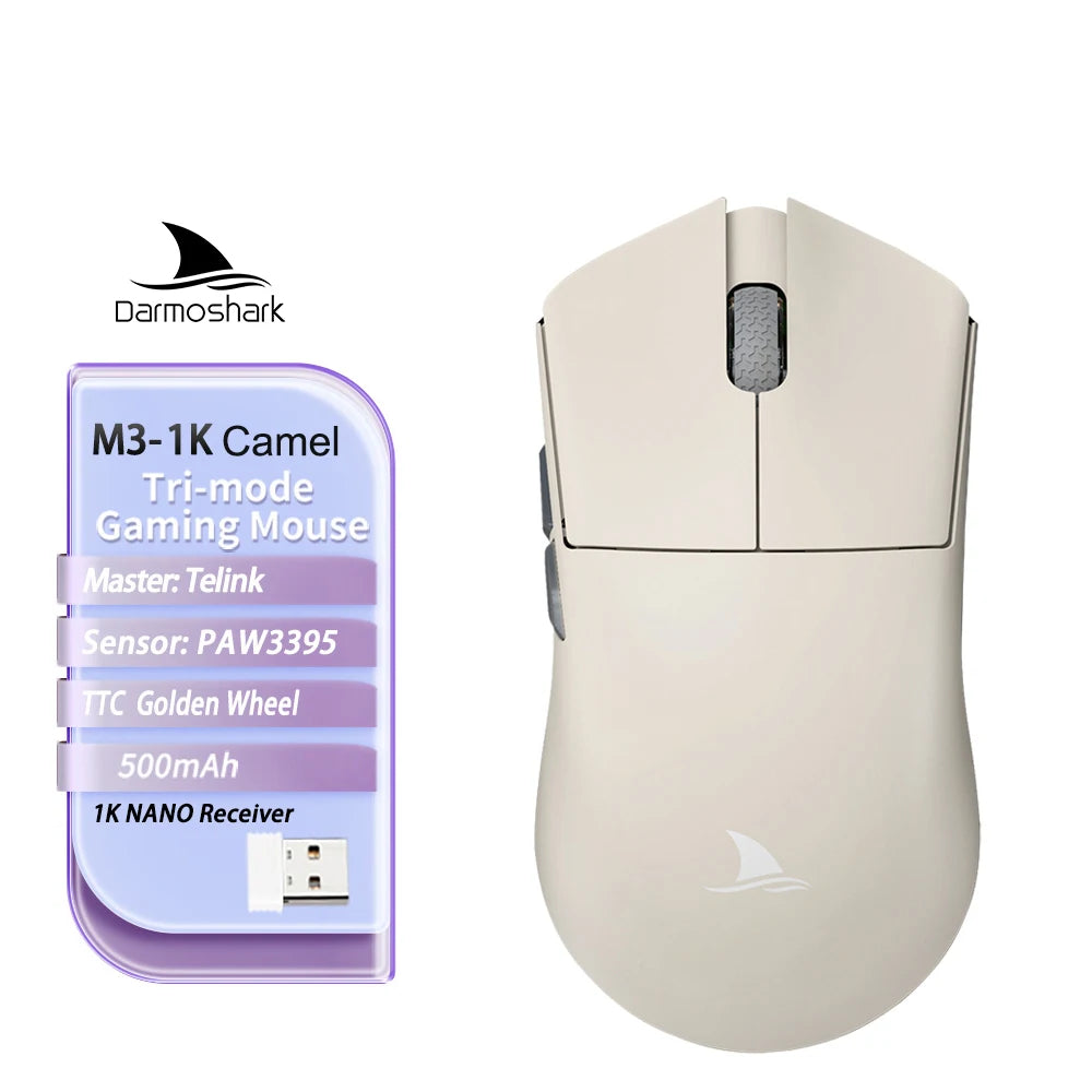 Souris gaming sans fil Darmoshark M3 V2 Tri-Mode 8K, capteur PAW3395, 26K DPI – Souris gaming ultra-légère pour PC et ordinateur portable