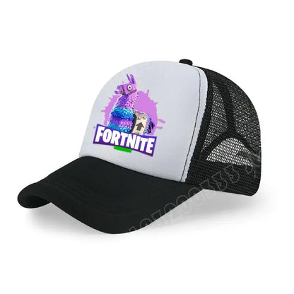 Детска бейзболна шапка Fortnite с принт в анимационен игрови стил, лятна дишаща мрежеста шапка с регулируема козирка, подарък за детски рожден ден