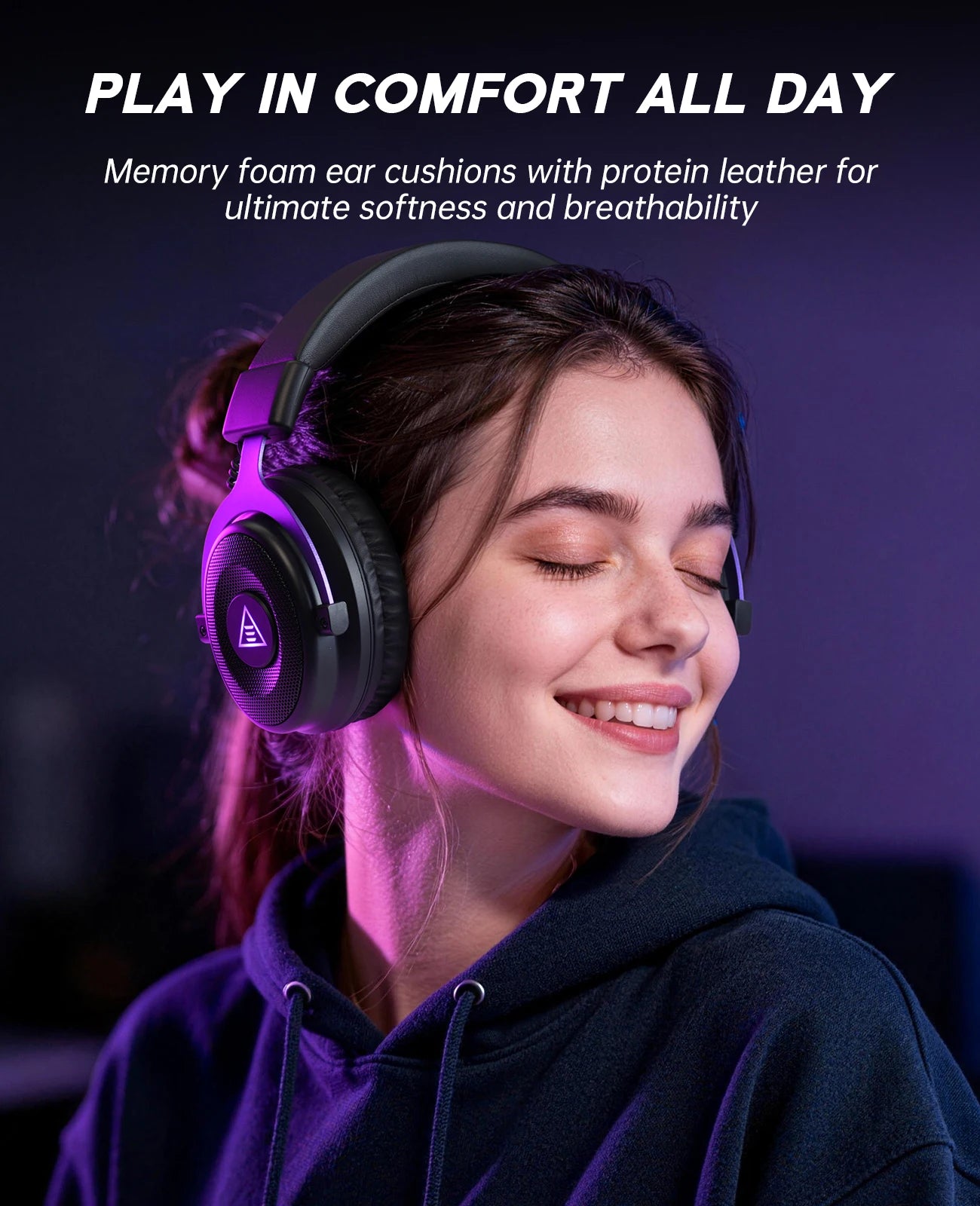 OneOdio EKSA E900 WT Wireless Gaming Headset Tri-Mode Bluetooth 5.3, 2.4GHz RGB Gaming Headset with Noise Cancelling Mic, 80H Battery for PC, PS5, PS4