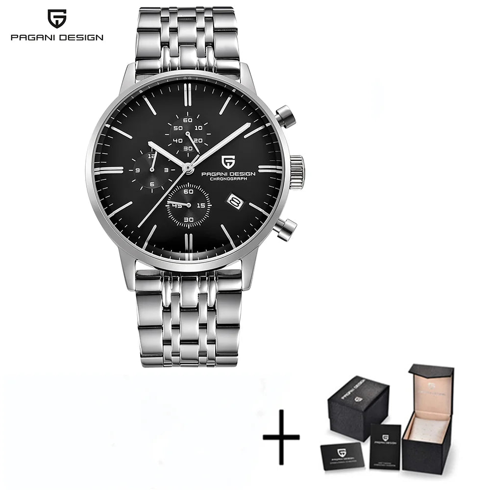 PAGANI DESIGN Men's Fashion Casual Brand Watch Waterproof 30m Luxury Leather Sports Quartz Chronograph VK67 Relogio Masculino
