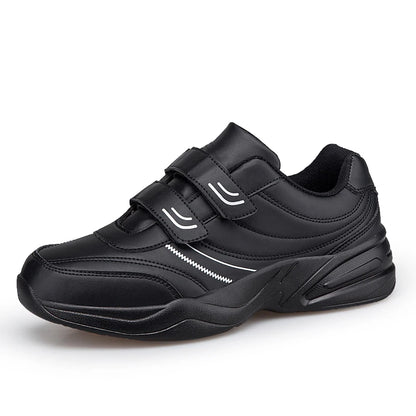 Men's Adjustable Hook and Loop Leather Sneakers Casual Sports Shoes White Sneakers Masculino Zapatillas Deportivas Tenis