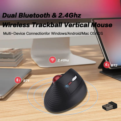 JOMAA Speed Roller trackball-mus trådlös tumstyrd mus tysta klick uppladdningsbar ergonomisk trackball-mus