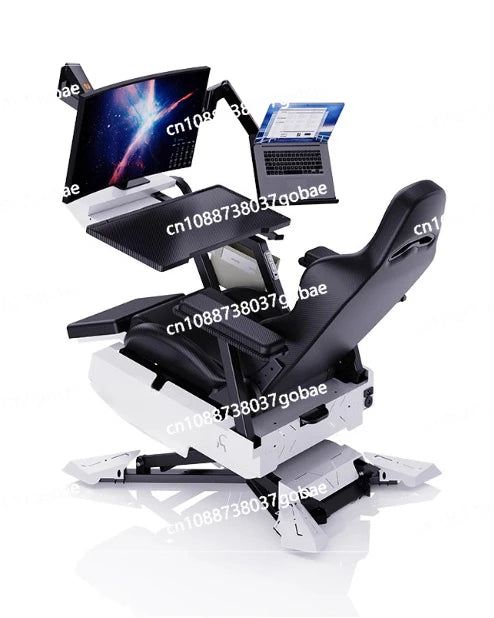Luxury Gaming Cockpit Chair Multi Functional Office Computer Chair with Adjustable Desk, Ergonomic Long Sitting Gaming Workstation Seat