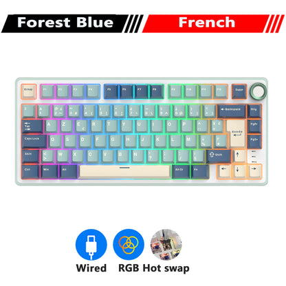 RK R75 Royal Kludge Wired Mechanical Keyboard 80 Keys 80% Gasket RGB Backlit Hot-swappable Gaming Keyboard with MDA PBT Keycaps