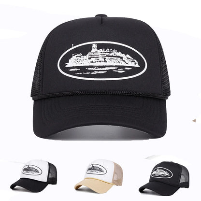 Cappellini da baseball con ricamo di lettere, nuovi, unisex, hip hop, traspiranti, con visiera parasole personalizzata in rete, versatili, alla moda, in stile streetwear, cappellini da camionista