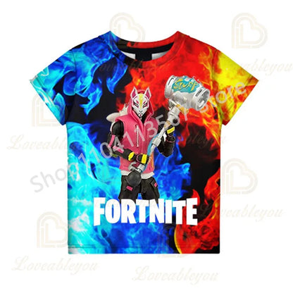 Dječja F-Fortnited majica Battle Game za odrasle, kratkih rukava, ljetna majica za tinejdžere i tinejdžerice