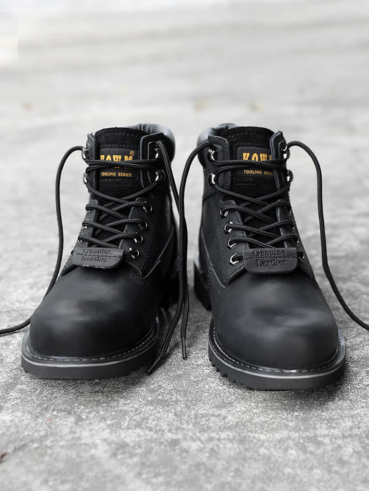 KOWM Scarpe da trekking da uomo in pelle bovina per attività all'aperto, impermeabili, tattiche, scarpe da deserto, stivali da caccia, stivali da neve, sneakers con pelliccia, scarpe da trekking da donna