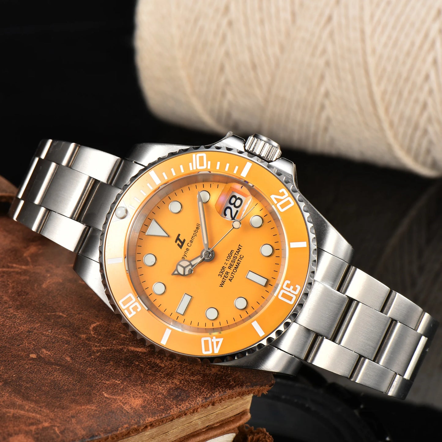 DWAYNE CAMPBELL Top Luxury NH35 Men's Automatic Mechanical Watch Waterproof Luminous Sapphire Glass Classic Business Wristwatch