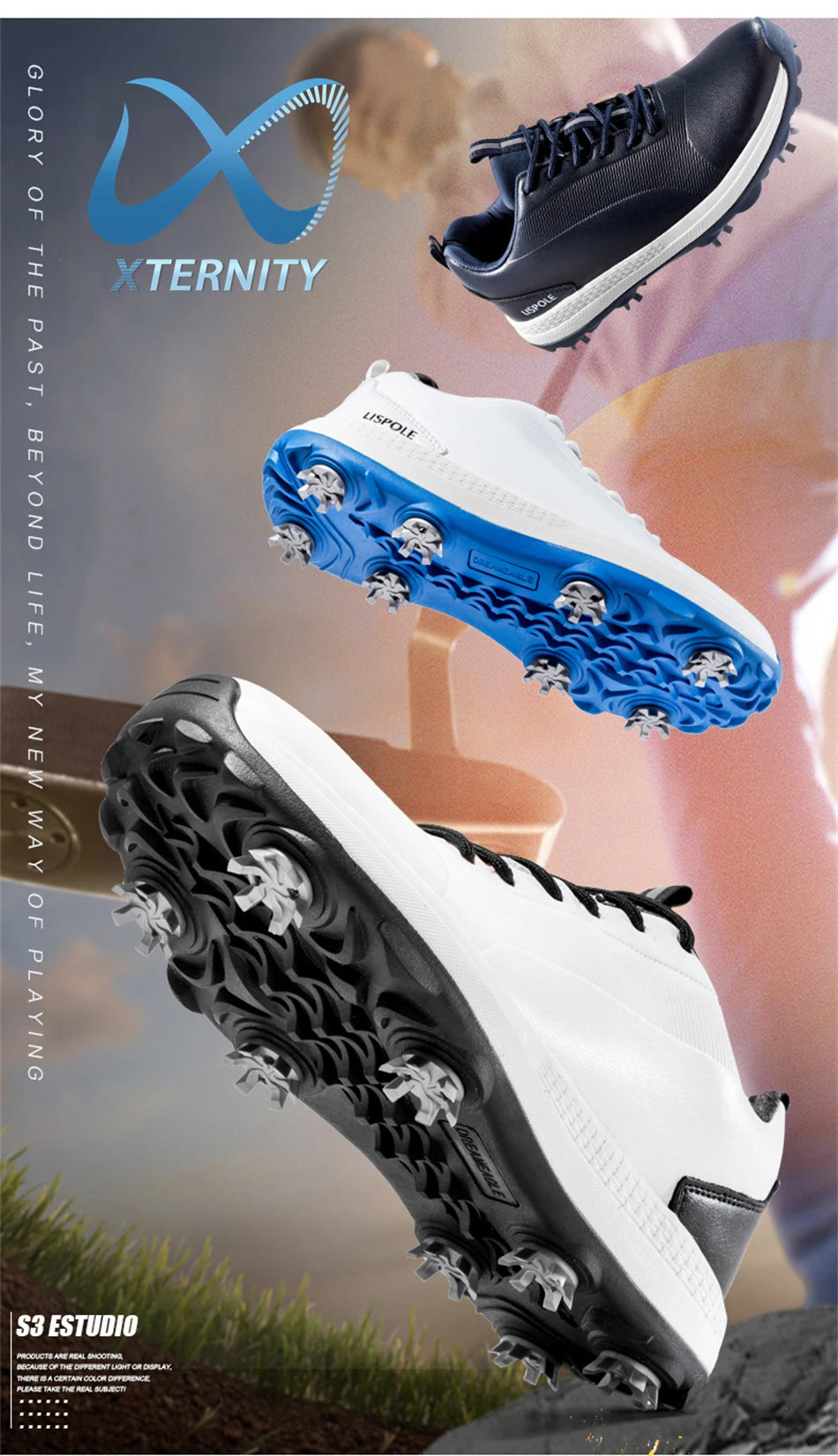 Hot Sale Lersure Golf Shoes Men Waterproof Golf Spikes Sneakers Professional Non-Slip Golf Footwear Trainers Luxury Sports Shoes