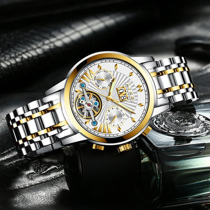 Pánské mechanické náramkové hodinky s automatickým nátahem LIGE – luxusní hodinky nejvyšší třídy s tourbillonem, elegantní a vodotěsný model, ideální pro práci i formální příležitosti.
