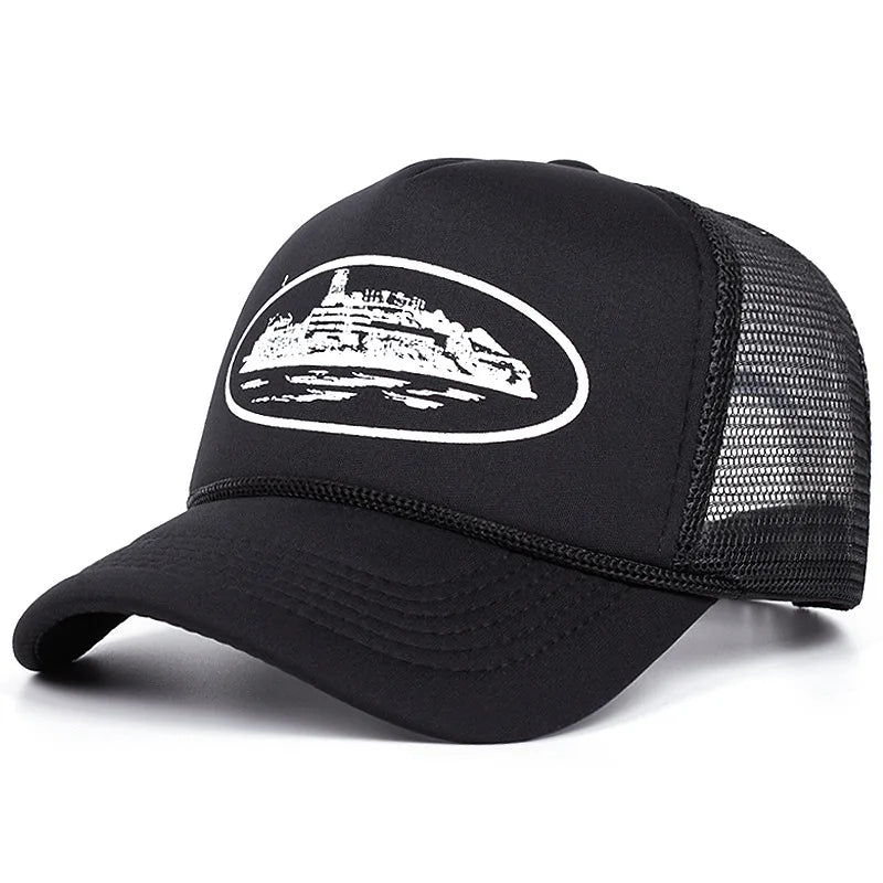 Cappellini da baseball con ricamo di lettere, nuovi, unisex, hip hop, traspiranti, con visiera parasole personalizzata in rete, versatili, alla moda, in stile streetwear, cappellini da camionista