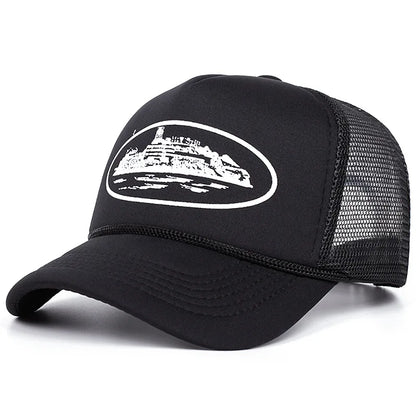 Cappellini da baseball con ricamo di lettere, nuovi, unisex, hip hop, traspiranti, con visiera parasole personalizzata in rete, versatili, alla moda, in stile streetwear, cappellini da camionista