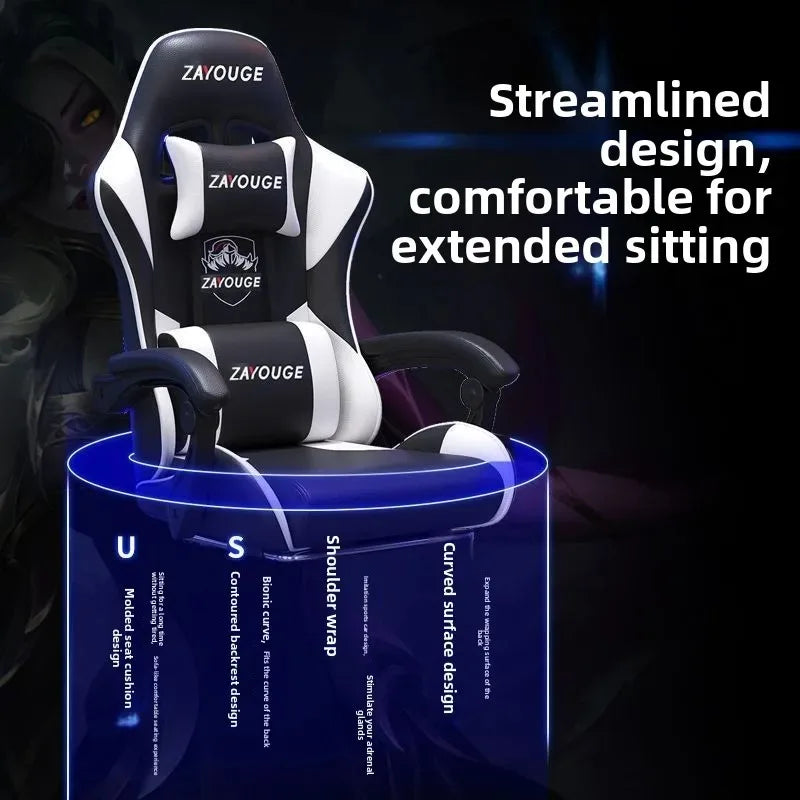Ergonomiczny fotel gamingowy do domowego biura na długie godziny, dla streamerów, regulowany, odchylany, lekki i wytrzymały