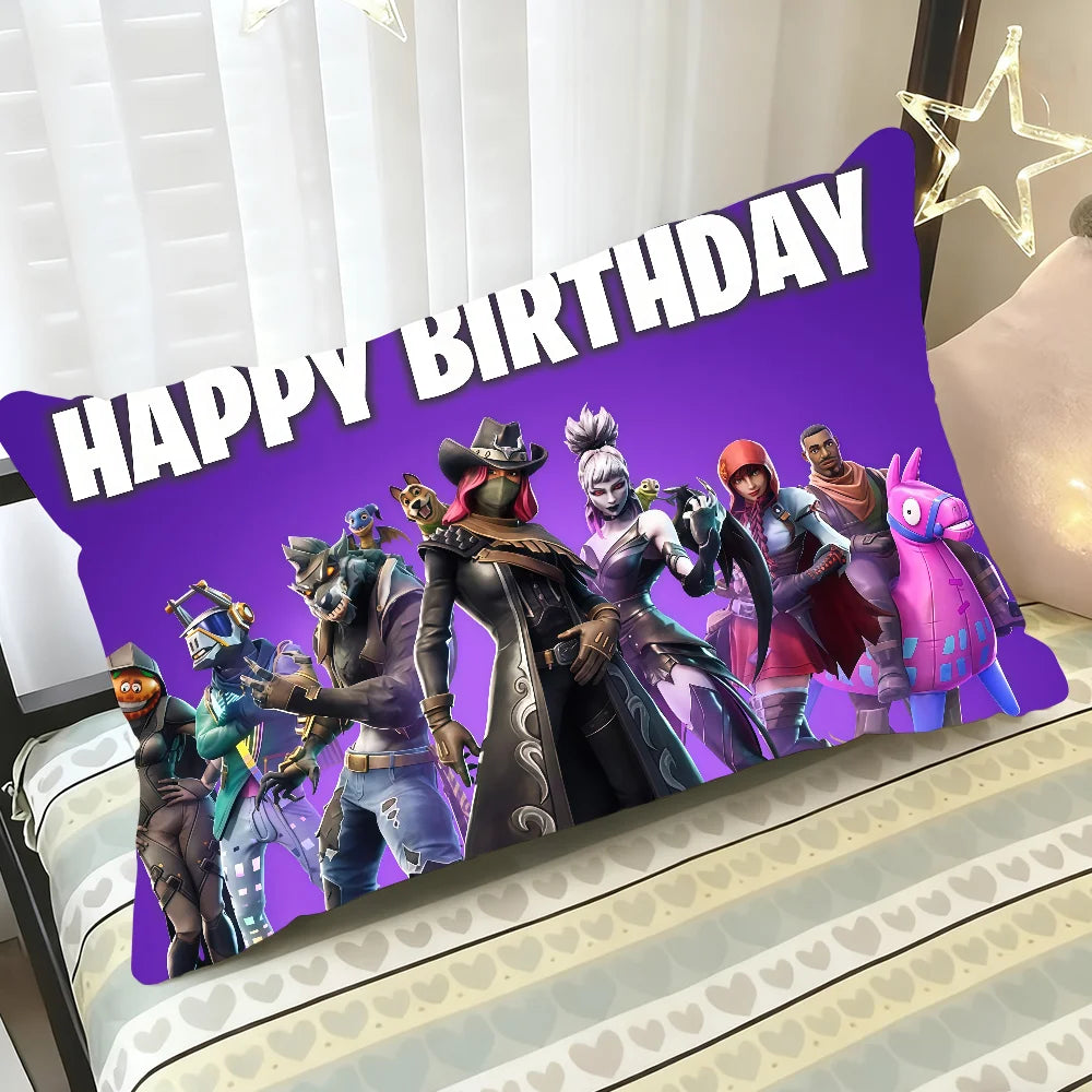 Capa de almofada Game F-FORTNITE COOL BRITHDAY retangular estampada para cama, sofá, quarto e decoração de casa