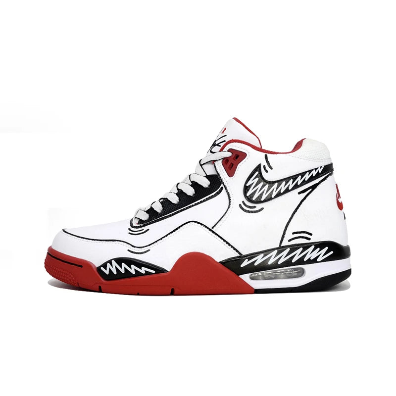 Προσαρμοσμένα αθλητικά παπούτσια Nike Flight Legacy «Kaleidoscope Play» Graffiti Mid-Top, ρετρό παπούτσια μπάσκετ με τσάντα δώρου για άνδρες