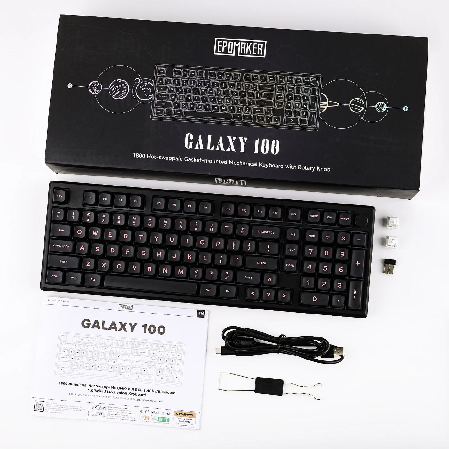 EPOMAKER Galaxy100 1800 ANSI US Layout Hot-Swap Gasket-Mounted Tri-mode Wireless Aluminum Mechanical Gaming Keyboard