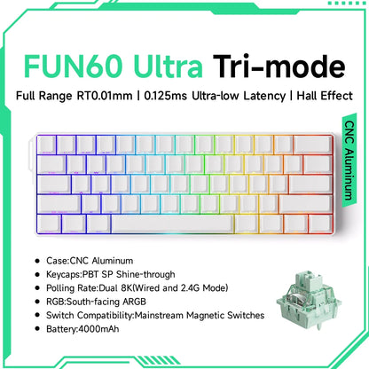 Akko MonsGeek FUN60 Magnetic Switch Mechanical Keyboard 60% Gaming Keyboard with Rapid Trigger 0.01mm, 8K Polling Rate, ARGB, Custom Mechanical Keyboard