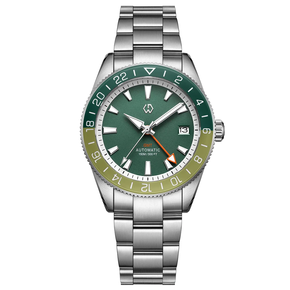 WISHDOIT 2025 New NH34 Men's Sports Automatic Mechanical GMT Sapphire Stainless Steel Waterproof 15 ATM With Rubber Strap