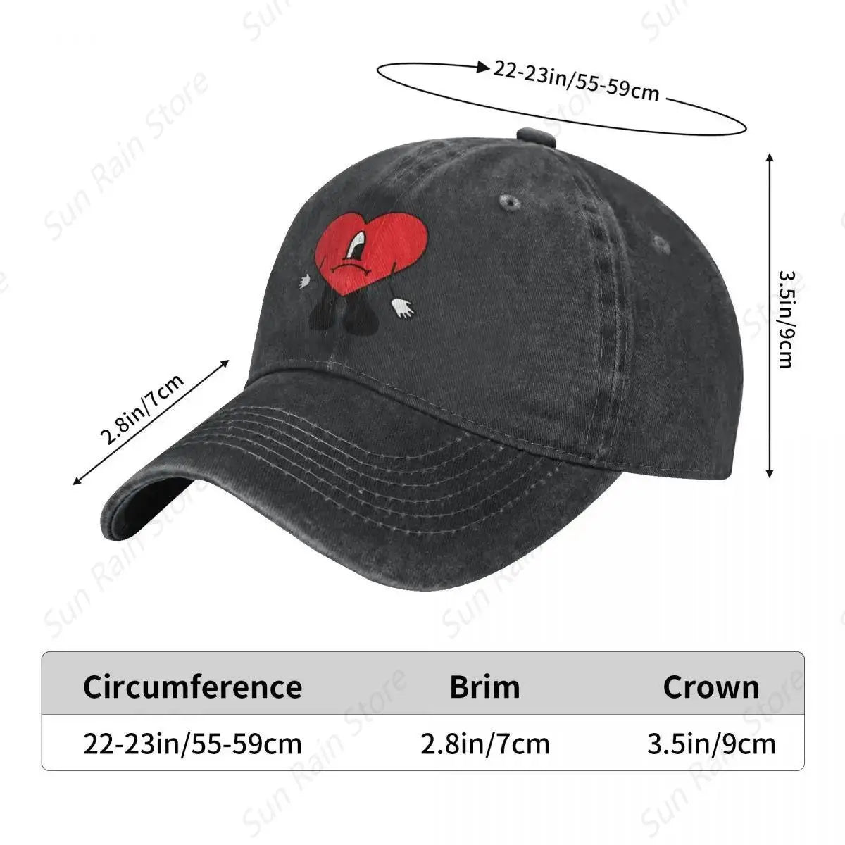 Cappellino da baseball in denim Bad Bunny con chiusura a scatto per uomo - Cappellino musicale "Un Verano Sin Ti" - Estate/Autunno - Stile vintage