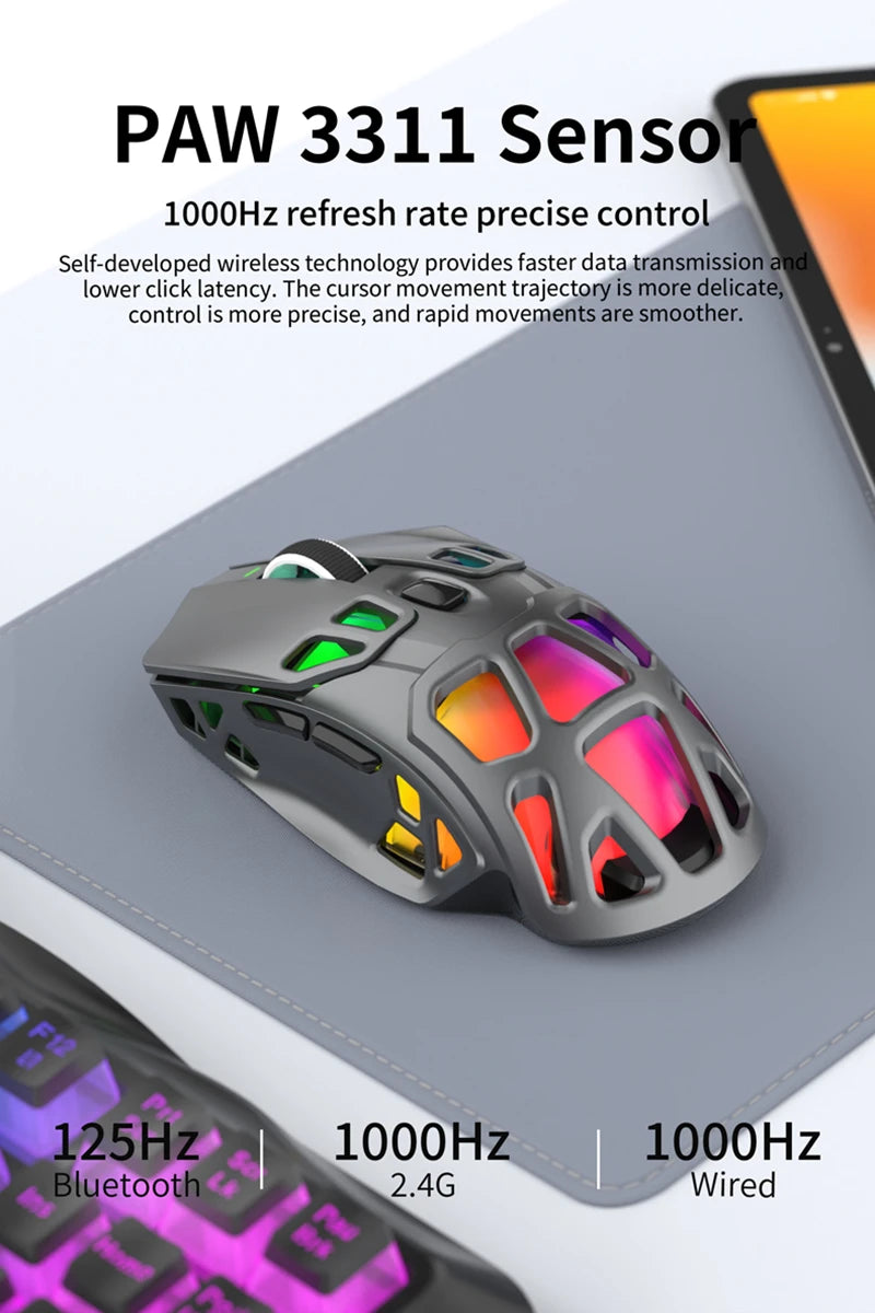 Lenovo X9Pro Tri-Mode Wireless Mouse with Bluetooth, 2.4G & Wired Connectivity, Magnetic Charging Dock, Rechargeable Gaming & Office Mouse