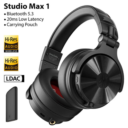 OneOdio Studio Max Wireless DJ Headphones Bluetooth 6.0 – 9ms Ultra Low Latency, Hi-Res LDAC Studio Monitor Over-Ear Headset with Microphone