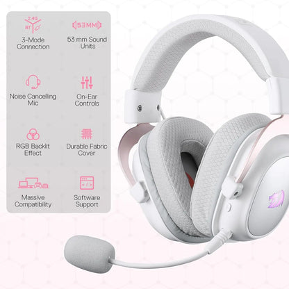 Redragon H510 PRO 3-Mode RGB Gaming 7.1 Surround Sound Headset,53MM Audio Drivers in Memory Foam Ear Pads Headphone