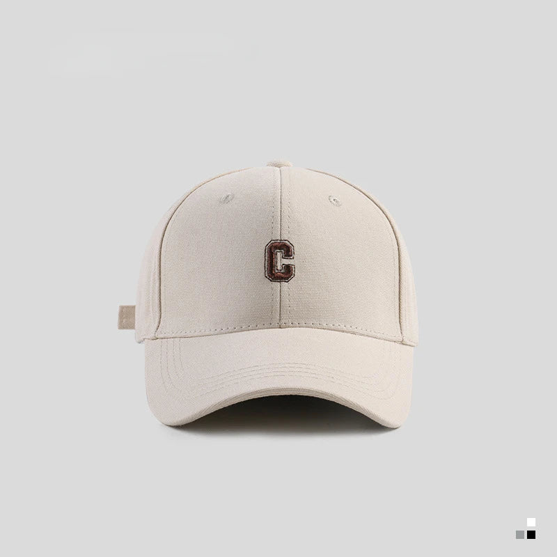 Hard-top C-bogstav baseballkasket til mænd og kvinder – koreansk version af den populære kasket med bred skygge, til store hoveder, med buet skygge