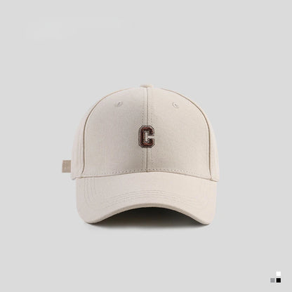 Hard-top C-bogstav baseballkasket til mænd og kvinder – koreansk version af den populære kasket med bred skygge, til store hoveder, med buet skygge