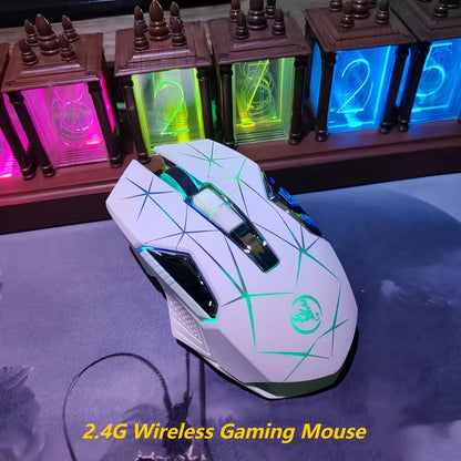Wireless Gaming Mouse 2.4G Rechargeable Gaming Mouse with RGB Breathing Light, 2400 DPI, 6 Buttons, Instant Response Wireless Mouse for PC, Laptop & Gaming Switch