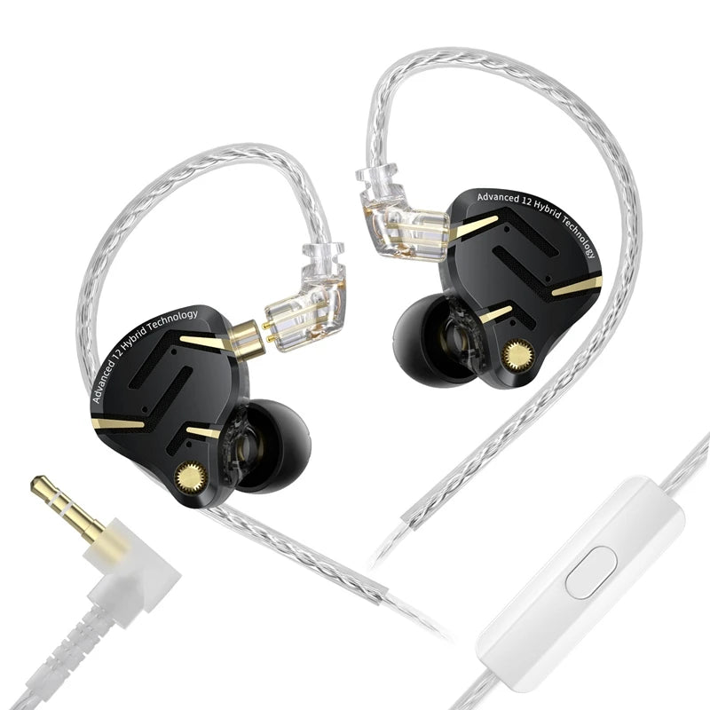 Auriculares intraaurales híbridos KZ ZS12 PRO 2 – Auriculares gaming con cable, graves HiFi y drivers superlineales