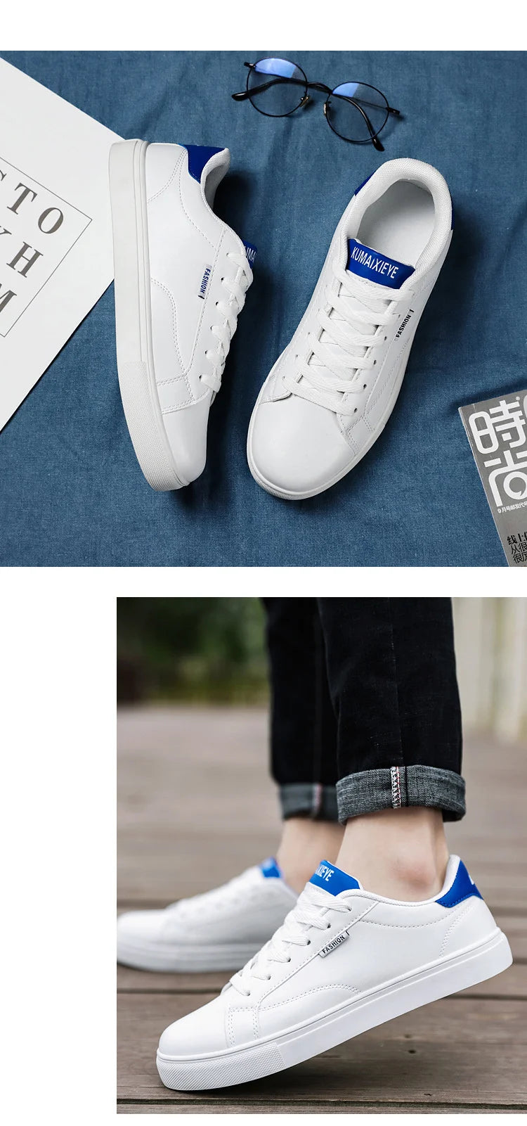 Zapatillas casuales de skate para hombre, blancas, para exteriores y ocio, transpirables, para caminar, planas, Chaussure Homme 39-48