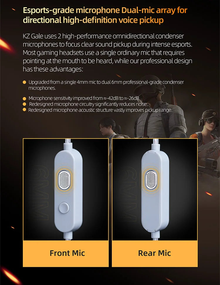 KZ Gale Gaming IEM Earphones – HiFi Super-Linear Driver In-Ear Monitor with Detachable Silver-Plated 2-Pin Cable