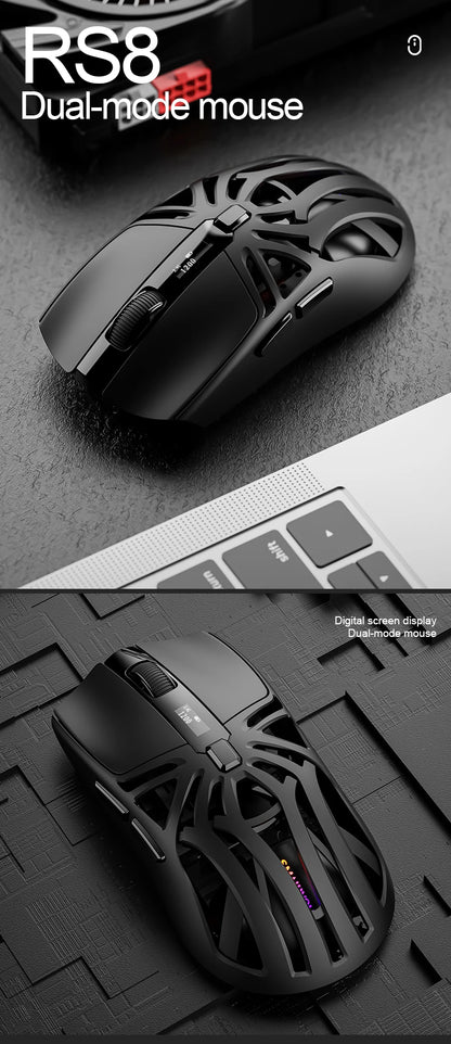 SMAILWOLF RS8 Gaming Mouse Bluetooth Wireless Tri-Mode Lightweight RGB Gaming Mouse with 11200 DPI, Rechargeable Ergonomic Gaming Mouse for PC, Laptop & Mobile