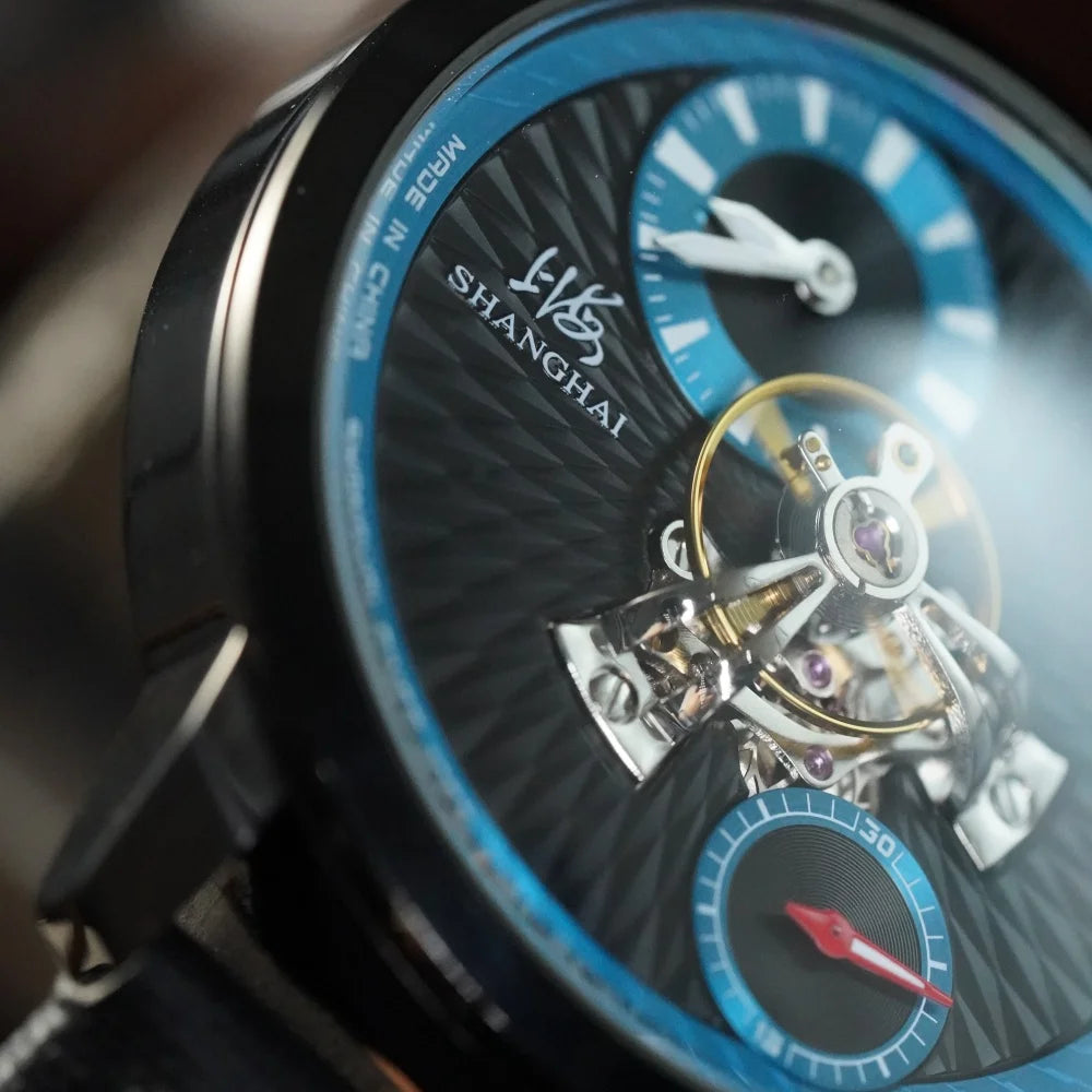 Shanghai Watch Sky Dome Men's Automatic Watches 42mm Center Flywheel Mechanical Wristwatch 5Bar Waterproof Watches Reloje S2101