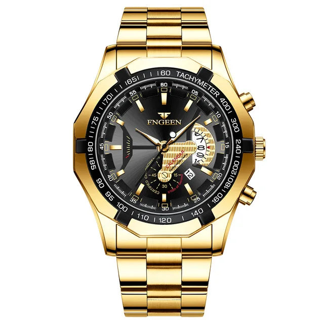 Men’s wristwatch, military, casual or sporty style, quartz, from a prestigious brand, made entirely of steel, water-resistant