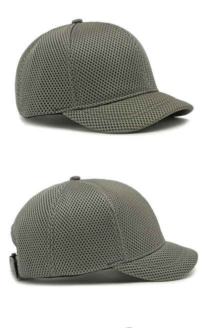 HT4828 Casquette de baseball à visière courte de 5 cm pour homme, 6 panneaux, en maille respirante, style « trucker », pour hommes et femmes, unie, à fermeture à pression