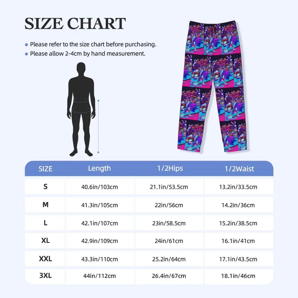 Custom Print Men's Soniced Pajama Pants Hedgehog Game Sleepwear Sleep Lounge Bottoms with Pockets
