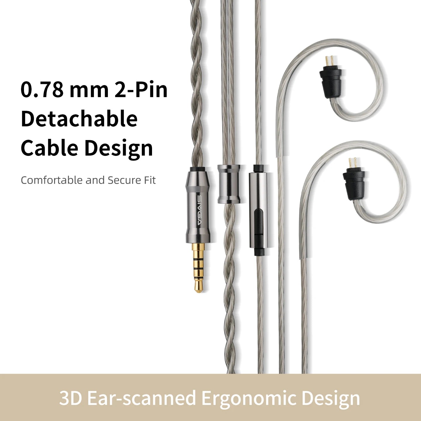 SIVGA SM100 10mm Dual-Chamber Dynamic Driver In-Ear Wired Earphones 0.78 mm 2-Pin Detachable Cable with Mic for Music/Gaming