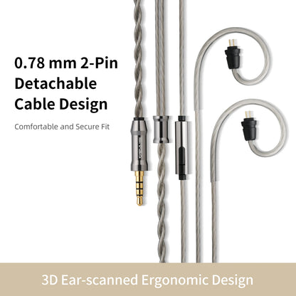 SIVGA SM100 10mm Dual-Chamber Dynamic Driver In-Ear Wired Earphones 0.78 mm 2-Pin Detachable Cable with Mic for Music/Gaming