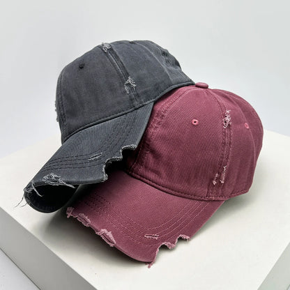 Cappellini da baseball unisex con visiera a tacca, in tessuto a tinta unita, traspiranti, stile "broken", con visiera per proteggersi dal sole, casual, versatili, effetto consumato, alla moda