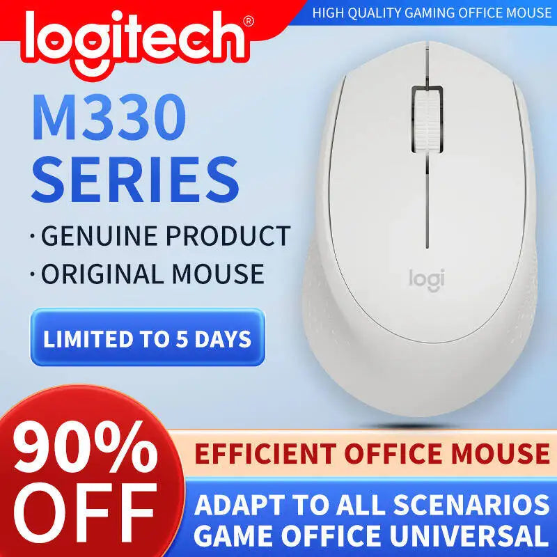 Logitech M330 Professional Office Mouse, Quiet Wireless Ergonomic Mouse, 2.4GHz USB Optical Mouse for Laptop, PC & Desktop
