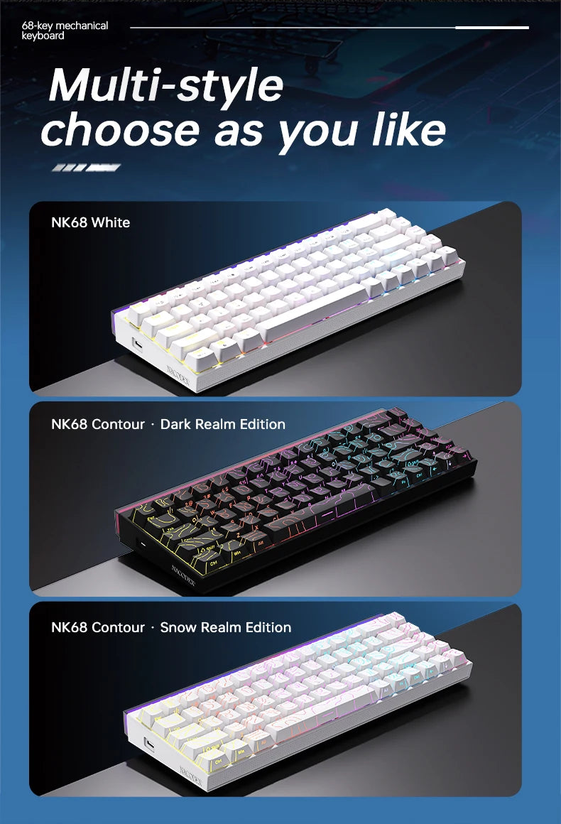 AJAZZ Mini 65% Gaming Mechanical Keyboard, 68 Keys with Red Switches, Compact Wired Office Keyboard, Stunning Lighting Effects, Self-Service Plug and Play, Supports Multiple Systems, Suitable for Gaming Mechanical Backlit Key