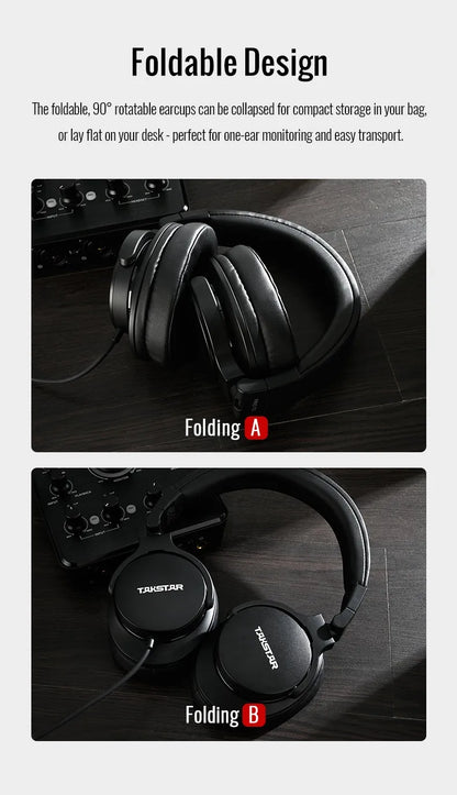 Auriculares de monitoreo profesional de estudio TAKSTAR PRO 70 – Headset circumaural con cable y diseño cerrado para producción musical, DJ, gaming y grabación